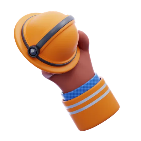 Hand holding helmet  3D Icon