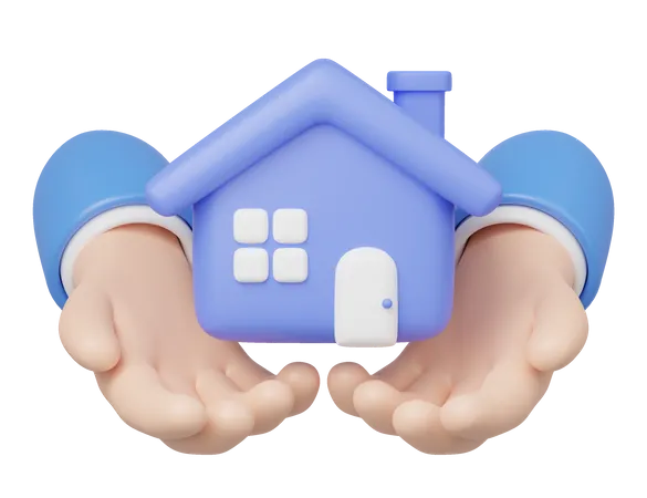 3 D Toy House In Hand Floating Isolated On Transparent Hand Holding Home Icon Investment Real Estate Mortgage Offer Of Purchase House Loan Concept Mockup Cartoon Minimal Icon 3 D Rendering 3D Icon