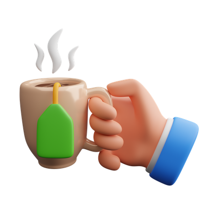 Hand Holding Hot Tea  3D Icon