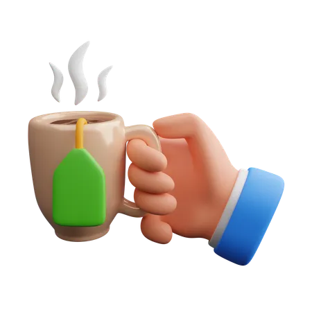 Hand Holding Hot Tea  3D Icon