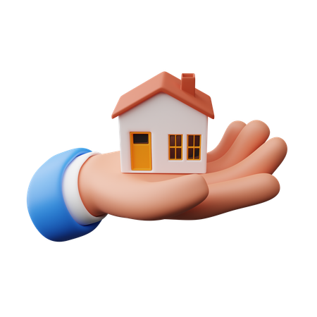 Hand Holding House  3D Icon