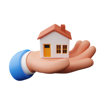 Hand Holding House  3D Icon