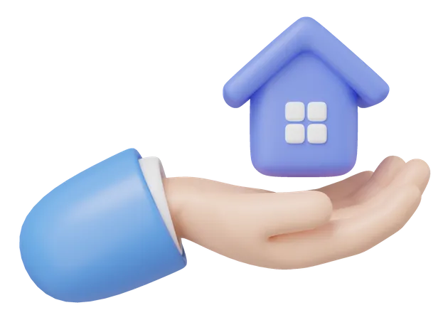 3 D Hand Holding Home Icon Toy House In Hand Floating Isolated On Transparent Investment Real Estate Mortgage Offer Of Purchase House Loan Concept Mockup Cartoon Minimal Icon 3 D Rendering 3D Icon