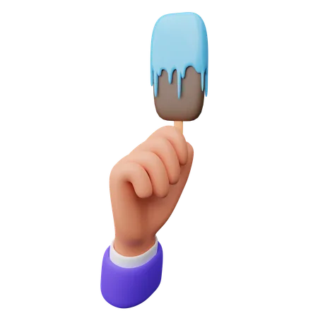 Hand holding ice cream stick  3D Icon