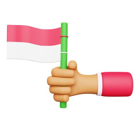 Hand holding Indonesia Flag  3D Icon