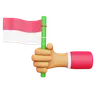 Hand holding Indonesia Flag
