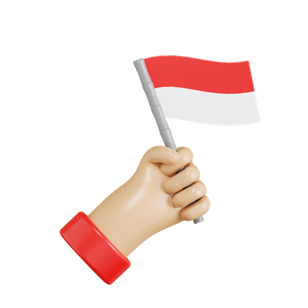 Hand Holding Indonesia Flag  3D Icon