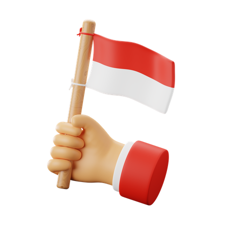 Hand Holding Indonesia Flag  3D Icon