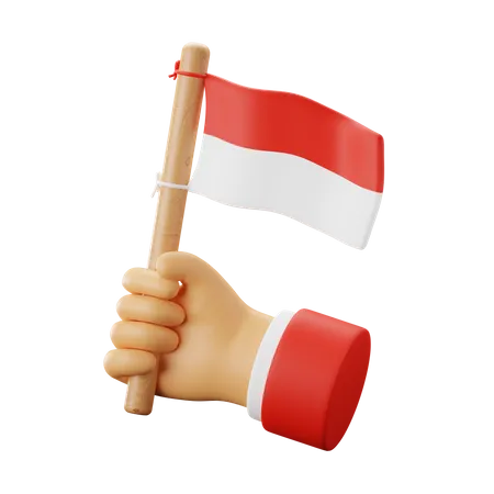 Hand Holding Indonesia Flag  3D Icon