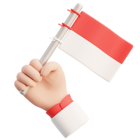 Hand Holding Indonesia Flag  3D Icon