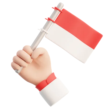 Hand Holding Indonesia Flag  3D Icon