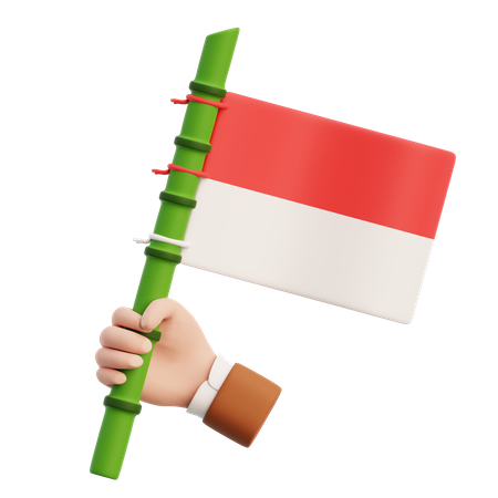 Hand Holding Indonesia Flag  3D Icon