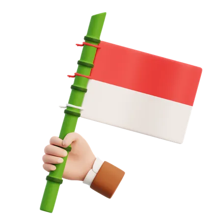 Hand Holding Indonesia Flag  3D Icon