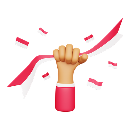 Hand holding Indonesia Flag  3D Icon