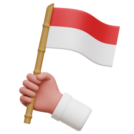 Hand Holding Indonesia Flag  3D Icon