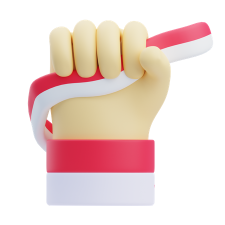 Hand Holding Indonesia Flag  3D Icon