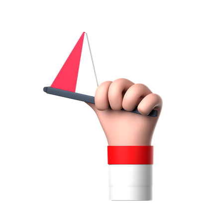 Hand Holding Indonesia Flag  3D Icon
