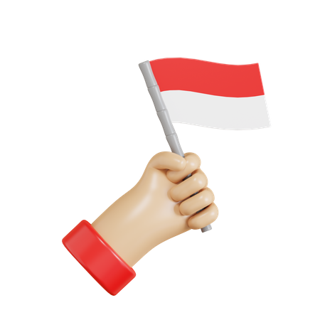 Hand Holding Indonesia Flag  3D Icon