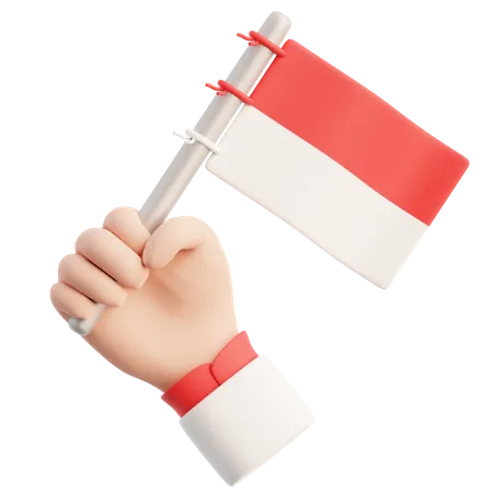 Hand Holding Indonesia Flag 3D Icon
