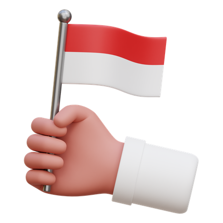 Hand Holding Indonesia Flag  3D Icon
