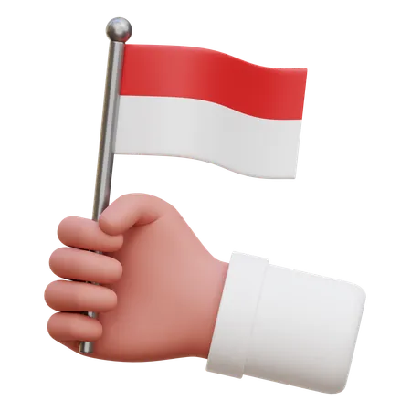 Hand Holding Indonesia Flag 3D Icon