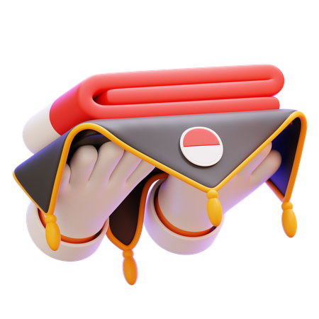 Hand Holding Indonesian Flag  3D Icon