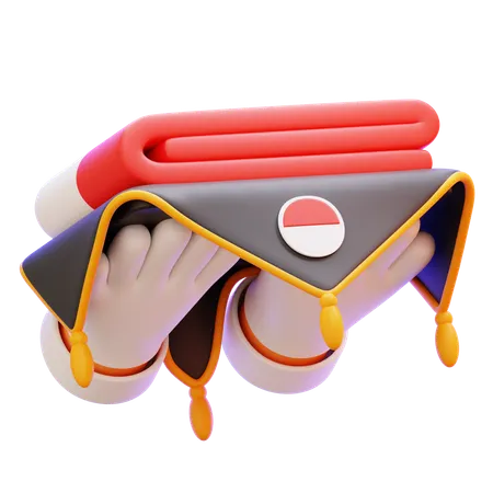Hand Holding Indonesian Flag  3D Icon