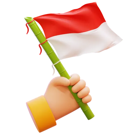 Hand Holding Indonesian Flag  3D Icon