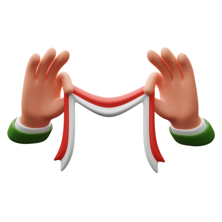 インドネシア国旗を持つ手  3D Icon