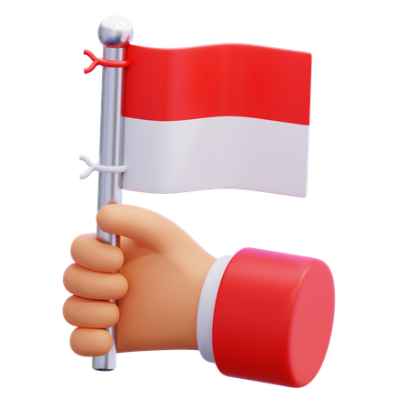 Hand Holding Indonesian Flag  3D Illustration