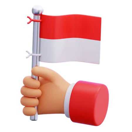 Hand Holding Indonesian Flag  3D Illustration