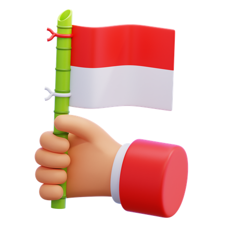 Hand Holding Indonesian Flag  3D Illustration