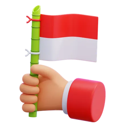 Hand Holding Indonesian Flag  3D Illustration