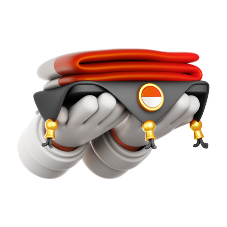 Hand Holding Indonesian Flag  3D Icon