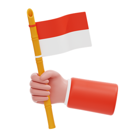 Hand Holding Indonesian Flag  3D Icon