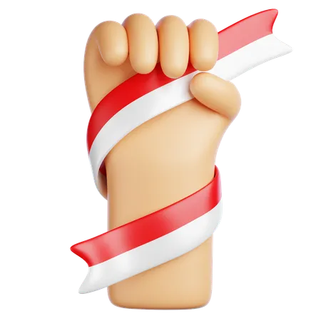 Hand Holding Indonesian Flag  3D Icon