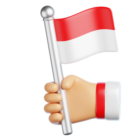 Hand Holding Indonesian Flag  3D Icon