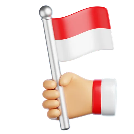 Hand Holding Indonesian Flag  3D Icon