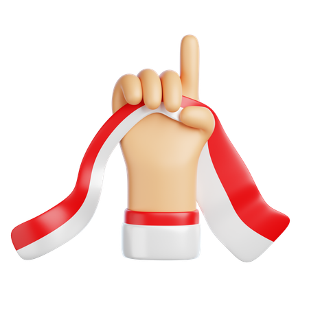 Hand Holding Indonesian Flag  3D Icon