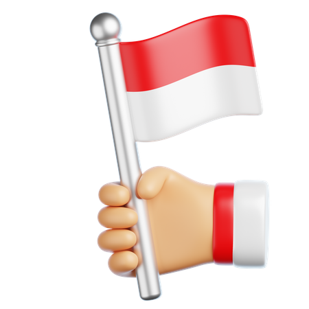 Hand Holding Indonesian Flag  3D Icon