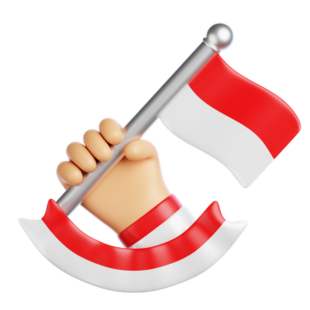 Hand Holding Indonesian Flag  3D Icon