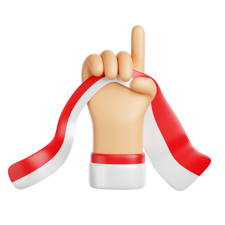 Hand Holding Indonesian Flag  3D Icon