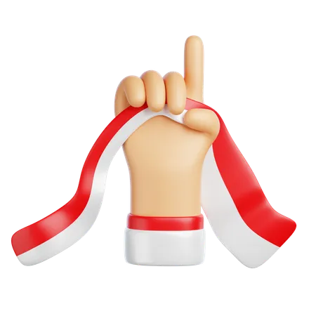 Hand Holding Indonesian Flag  3D Icon