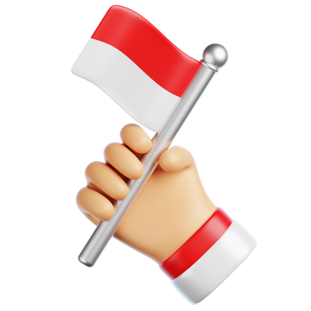 Hand Holding Indonesian Flag  3D Icon