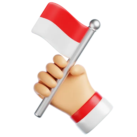 Hand Holding Indonesian Flag  3D Icon