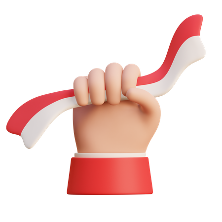 Hand Holding Indonesian Flag  3D Icon