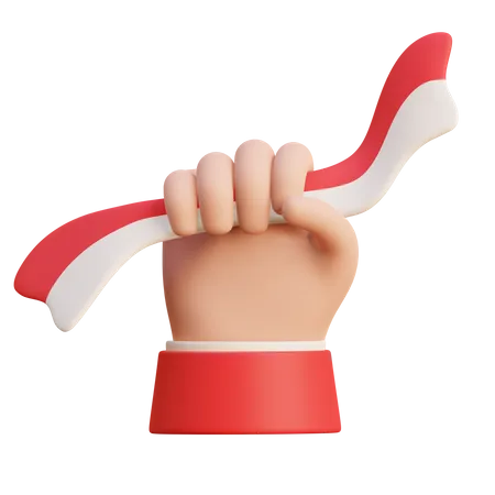 Hand Holding Indonesian Flag  3D Icon