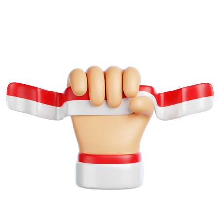 Hand Holding Indonesian Flag  3D Icon