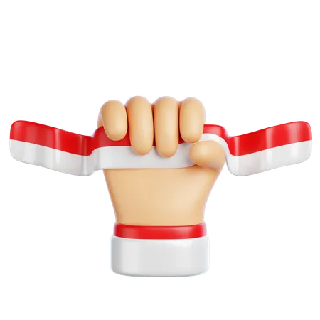 Hand Holding Indonesian Flag  3D Icon