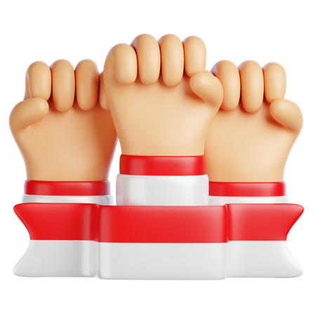 Hand Holding Indonesian Flag  3D Icon